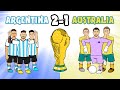 ARGENTINA vs AUSTRALIA 2-1 (World Cup 2022 Cartoon Messi Alvarez Goals Highlights)