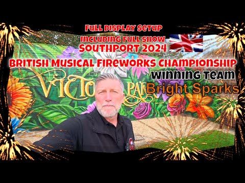 Bright Sparks' Win full display setup: 2024 Southport British Fireworks musical Championship.