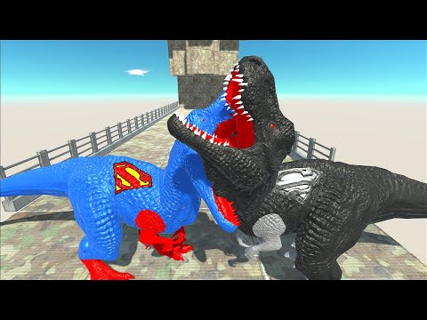 Black Superman T-rex Death Fall V2 - Animal Revolt Battle Simulator