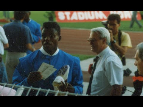 Carl  Lewis  wins  100m  at  the  meeting  in  Villeneuve d'Ascq  ( France 1989)