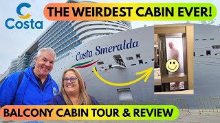 Costa Smeralda Balcony Cabin Tour and Review - Our Strangest Cabin yet!