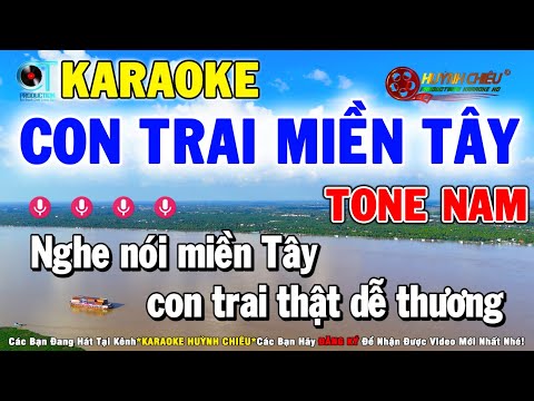 Karaoke Con Trai Miền Tây - Tone Nam Nhạc Sống || Karaoke Huỳnh Chiêu