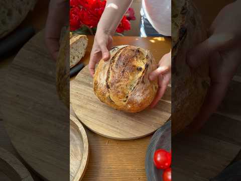 Basil and Dried Tomato Sourdough Bread /  Recipe and Full Process🌿🍅 #sourdough