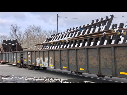 Train With 6 Locomotives In Snow, Track Panels Shipped By Train Like Toys!  LOUDEST DPU EVER