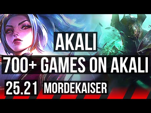 AKALI vs MORDEKAISER (TOP) | 700+ games, Dominating | KR Master | 25.21