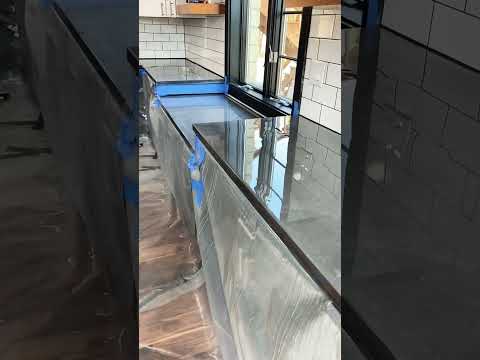 Concrete countertops !! With epoxy top coat , throw back job 🤙🏼 #countrymusic #construction #epoxy