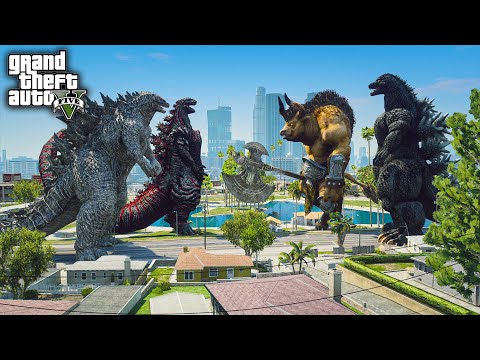 Godzilla, Shin Godzilla Vs Heisei Godzilla, Minotaur Battle ( GTA V Mods )
