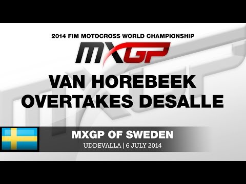 MXGP of Sweden 2014 Jeremy van Horebeek overtakes Clement Desalle - Motocross