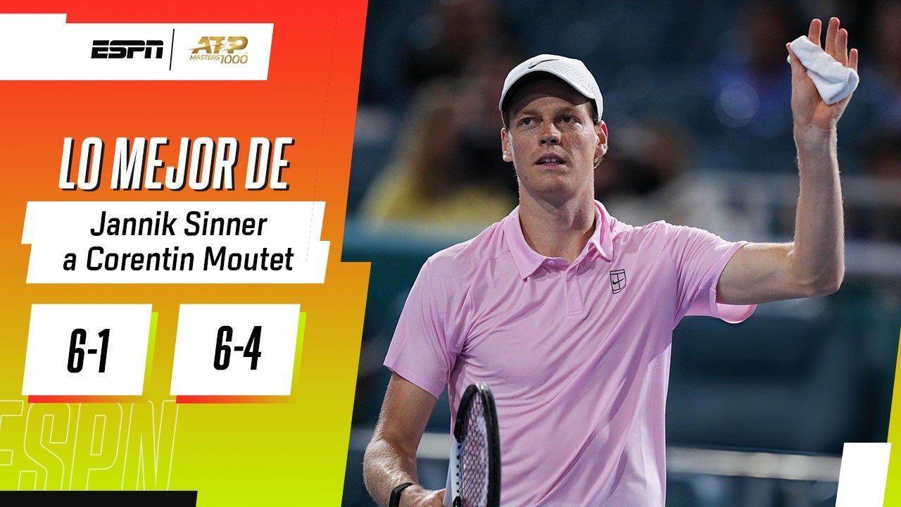 SINNER DESPACHÓ A MOUTET Y AVANZA A PASO FIRME EN MIAMI | RESUMEN