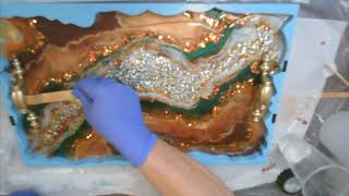 Resin Tray Tutorial Part 2 - Adding Layers, Color Shift Glitters, Handles - Demolding & Gold Leaf
