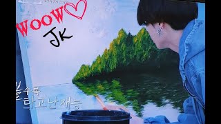 JUNGKOOK PAINTING AND JUST DANCE WITH VHOPE