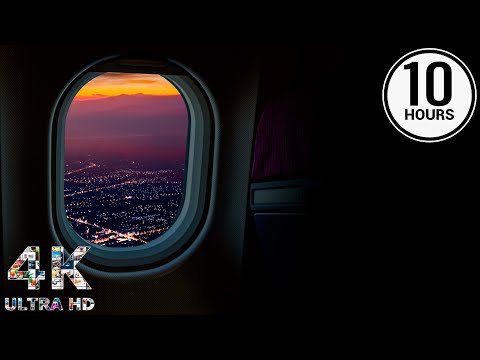 Night Airplane White Noise Ambience | Flight Attendant | Call Ding | Reading, Sleeping | 10 hours