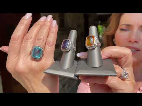 Handmade Bali Sterling Silver Cushion Checkerboard Cut Gemstone Ring