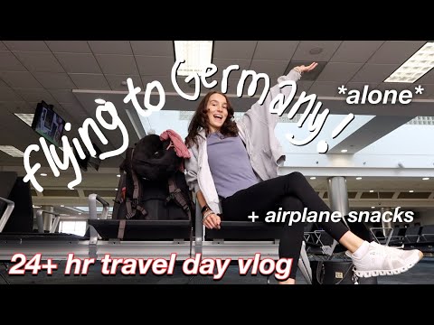 AIRPORT VLOG: Flying to Germany ALONE (24hr travel day + airport snacks!)