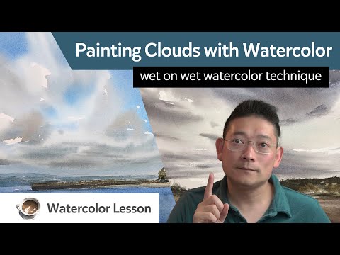 Painting Clouds with Watercolor - wet on wet watercolor technique