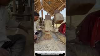 Wooden Trip Hammer Pounds Raw Fiber Into Soft Brush
