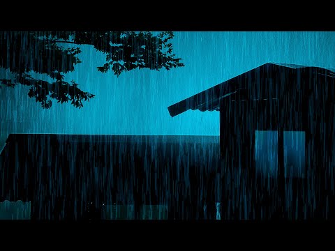 Deep Sleep Instantly with Rain Sounds on Metal Roof and Powerful Rainforest Thunder Echoing at Night