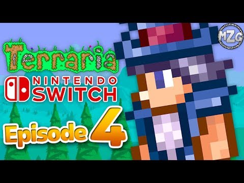 Terraria Nintendo Switch Gameplay Walkthrough - Part 4 - Traveling Merchant! Crushed by a Boulder!