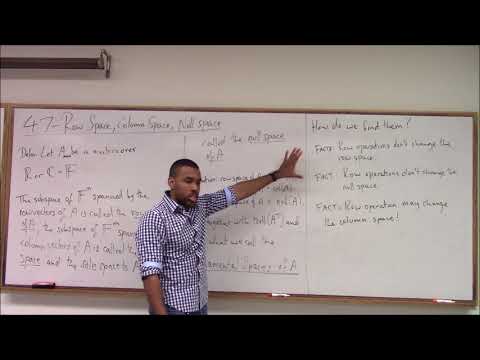 Math 346 Lecture 20 - Rank Nullity and the Fundamental matrix spaces