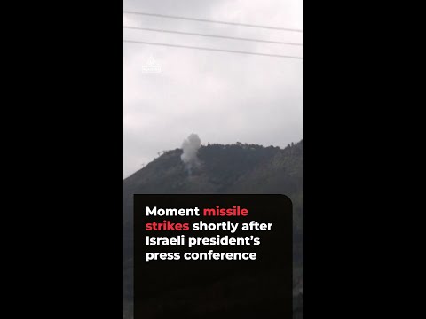 Moment missile strikes shortly after Israeli president’s visit | AJ#shorts