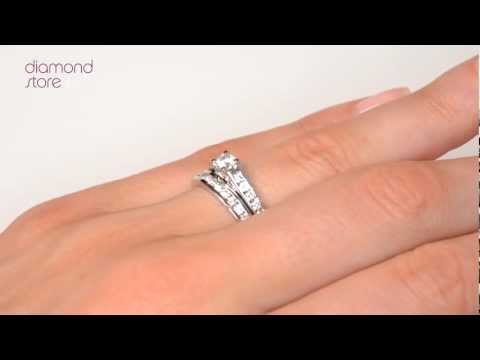 DN3229 - Steeple Diamond 0.86ct And 18K White Gold 2 Ring Bridal Set