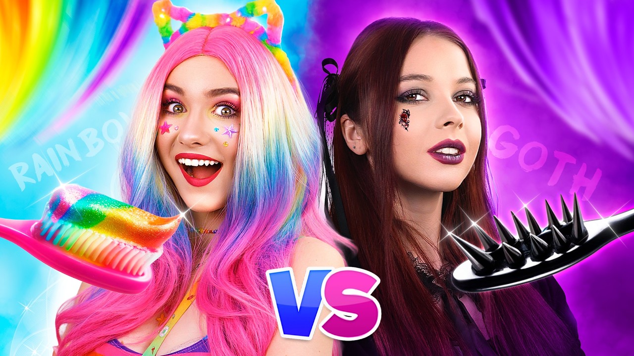 Fille Gothique vs fille Arc-en-Ciel sont devenues des baby-sitters !