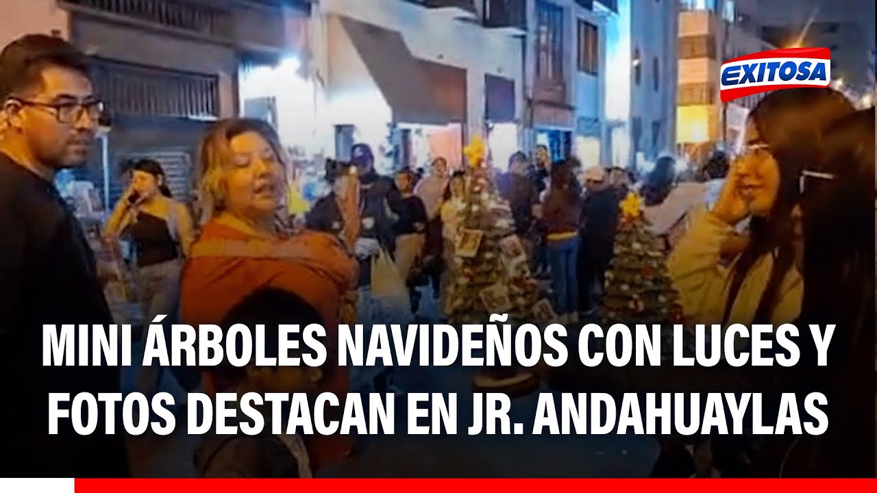 🔴🔵 Mini árboles navideños con luces y mini fotografías son la novedad en Jr. Andahuaylas