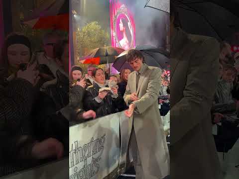 Man of the moment... Jacob Elordi takes to the Wuthering Heights black carpet in London.