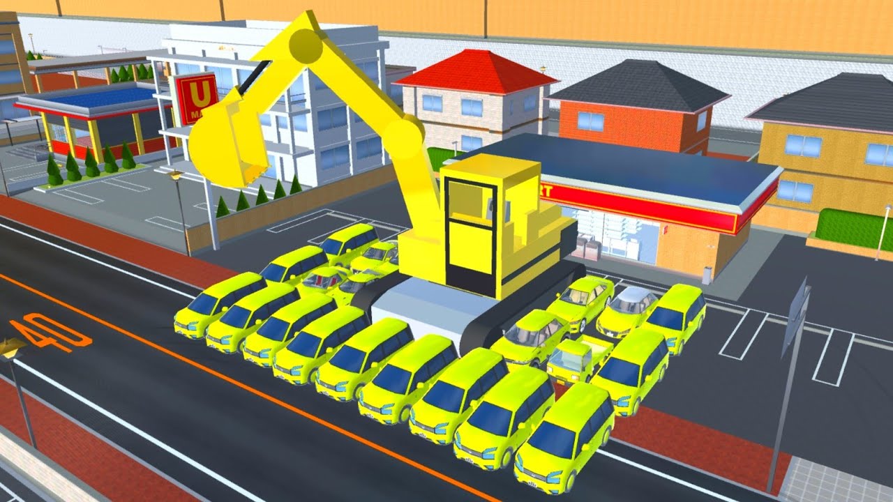 Collect All the Yellow Cars with Giant Excavator at U-Mart 😍 #sakuraschoolsimullator 