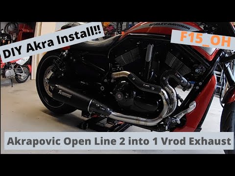 DIY Vrod Akrapovic 2 into 1 Open Line Exhaust Install #F15_OH