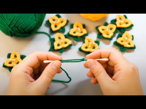 Amazing Woolen Flower Craft Idea with Cotton buds - Hand Embroidery Flower Design Trick -Sewing Hack