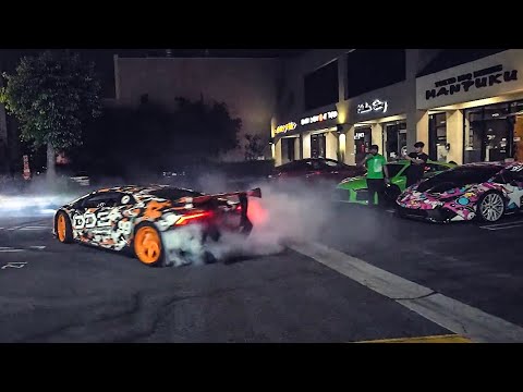 LAMBORGHINI DESTROYS PARKING LOT FOR BLACK CARD AT TATSU! Video