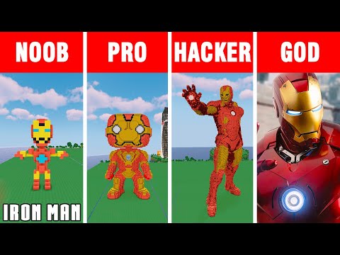 NOOB MINERS - Minecraft NOOB vs PRO vs HACKER vs GOD: IRON MAN 4 BUILD CHALLENGE in Minecraft / Funny Animation
