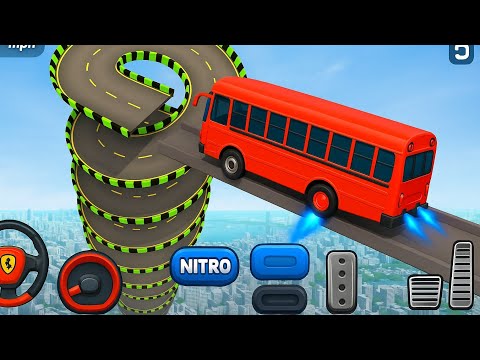 Crazy Bus Mega Ramp Impossible Racing Bus Stunts Impossible Tracks Android Gameplay 7 Skeleton Play