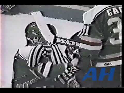 WHL Jan. 15, 1994 Mark Polak,MH v Darren Wright,PA Medicine Hat Tigers Prince Albert Raiders