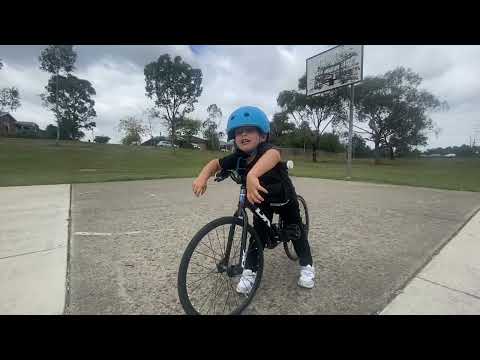 Three year old Oscar learns to ride his DK Swift Micro BMX race bike