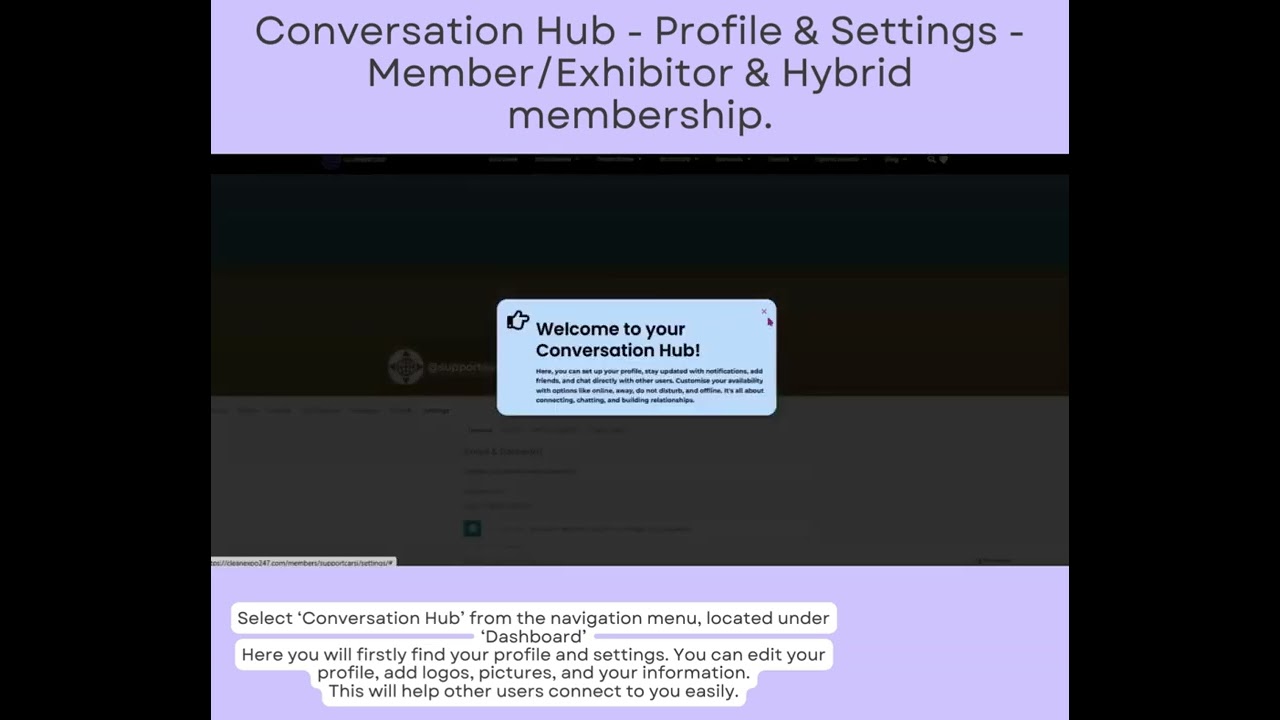 Conversation Hub - Profile and Settings - MEMBER, Exhibitor & Hybrid membership
