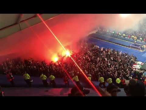 Leicester vs Legia Warsaw. Leicester fans mocking Legia Hooligans. UEFA Europa League