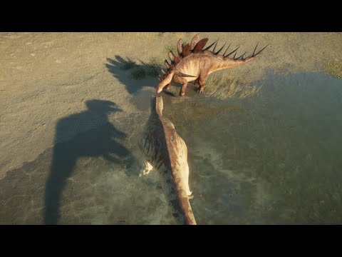 Pierce (Kentrosaurus) Fights Qianzhousaurus | Jurassic World Evolution 2