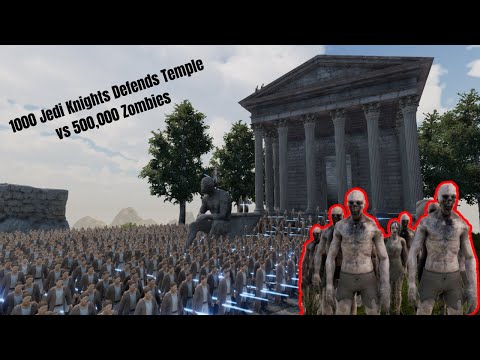 1000 Jedi Knights Defends Temple vs 500,000 Zombies | Ultimate Epic Battle Simulator 2