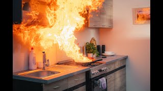 Hasební deka Foga, ukázka hašení kuchyně