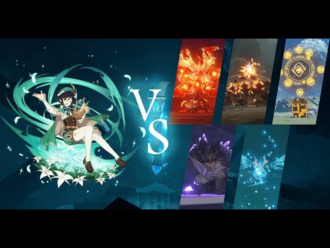 Venti solo Liyue World Bosses - Genshin Impact 4K Gameplay