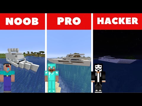 Minecraft-NOOB vs PRO vs HACKER: MODERN MEGA YACHT CHALLENGE / Animation
