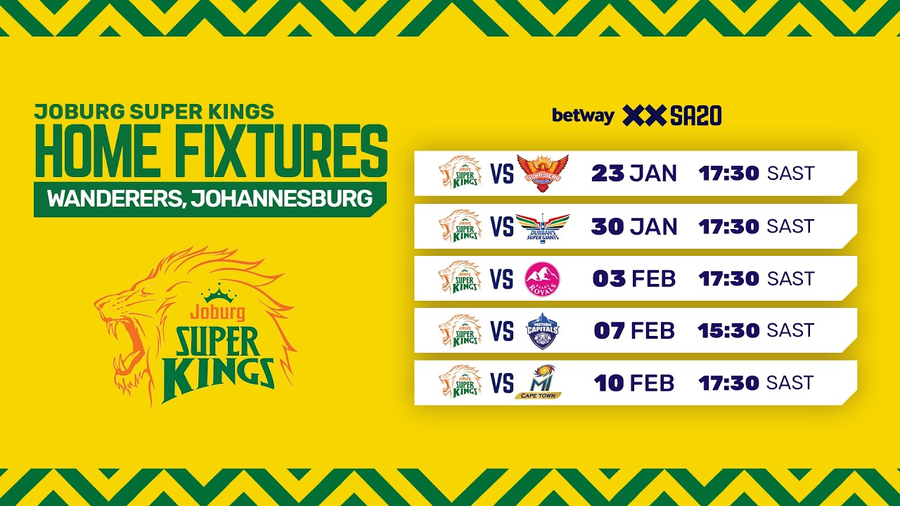 Joburg Super Kings Season 5 fixtures at Wanderers