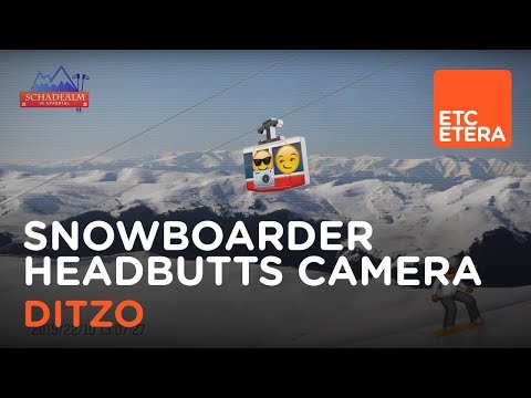 ⁣Snowboarder headbutts camera