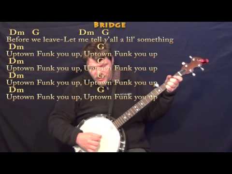 Uptown Funk (MARK RONSON) Banjo Cover Lesson with Chords/Lyrics