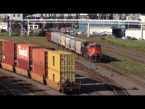Local Train CN 519 Working at Halifax Ocean Terminals - Grain Elevator Move - Going thru Rock Cut
