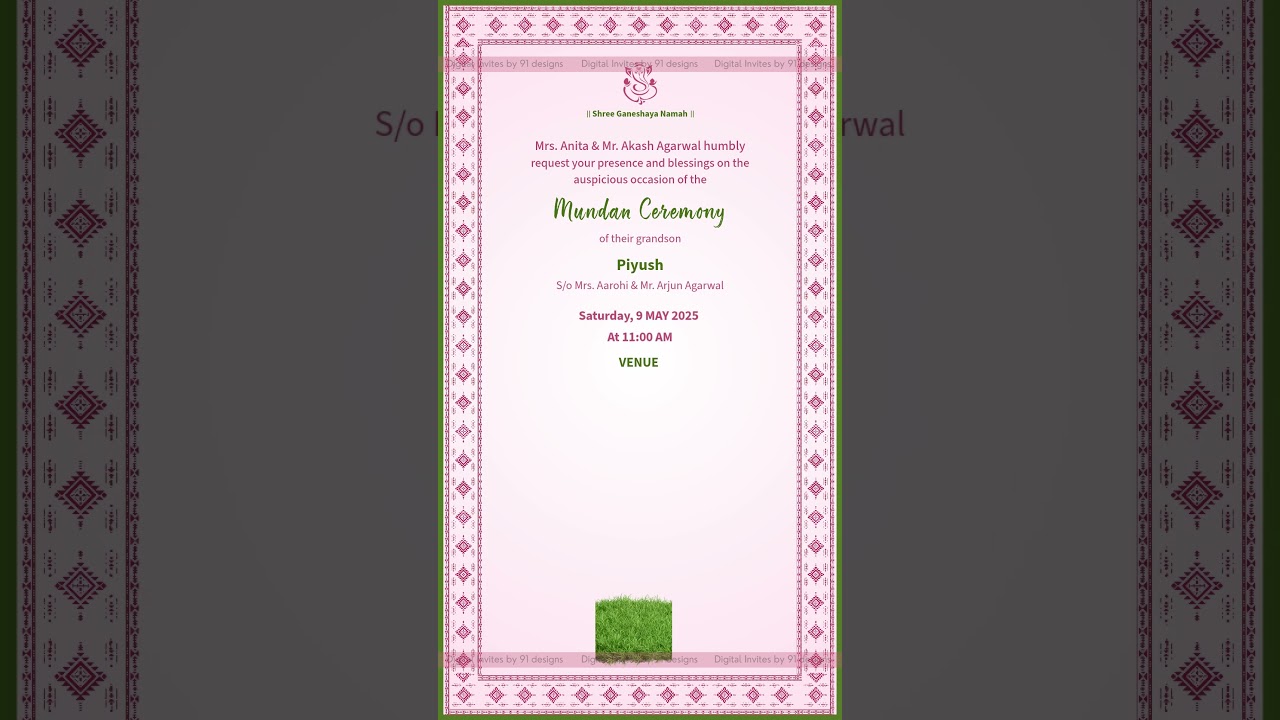 Golden Peacock Mundan Ceremony Card