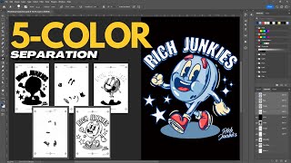 5 Color Separation with Halftones using Photoshop