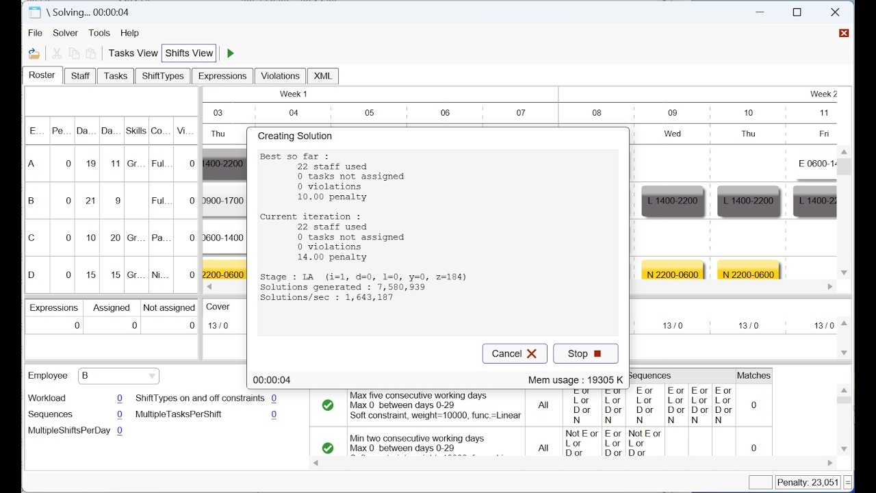 Schedule Solver - API for automatic and optimised shift assignment